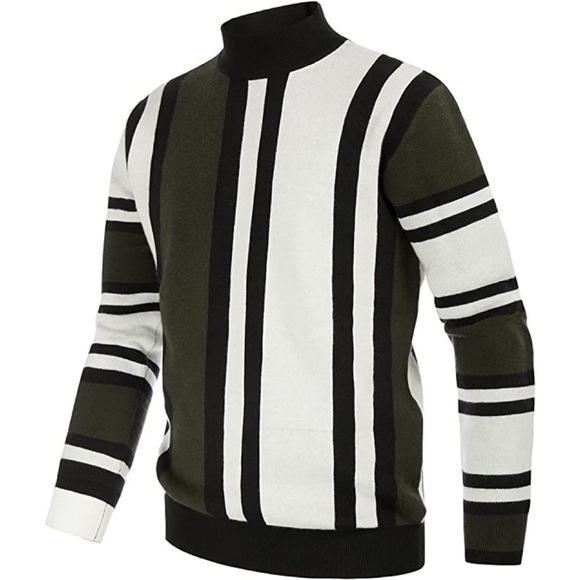 Other - New Mens Thick Striped Plush Sweater